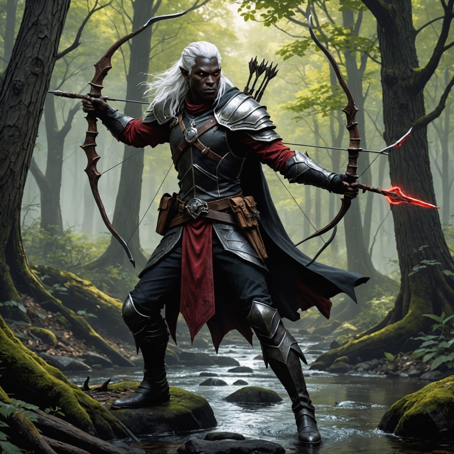 Dark Elf Ranger Portrait in a Fantasy Forest