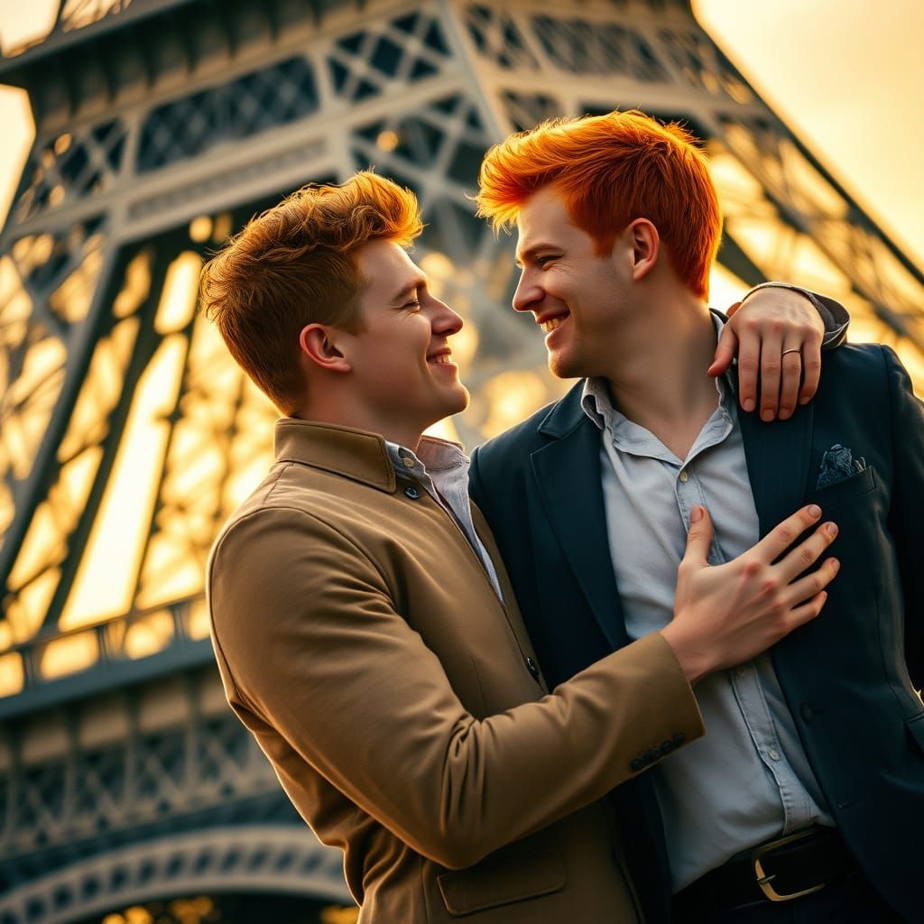 Romantic Parisian Sunset Embrace