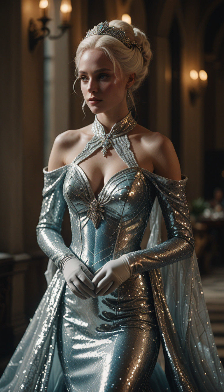 Regal Mermaid in Shimmering Royal Attire