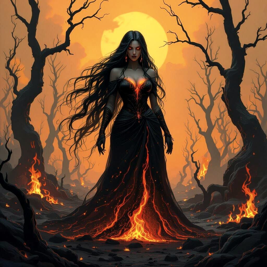 Magma Spirit in a Burned Grove