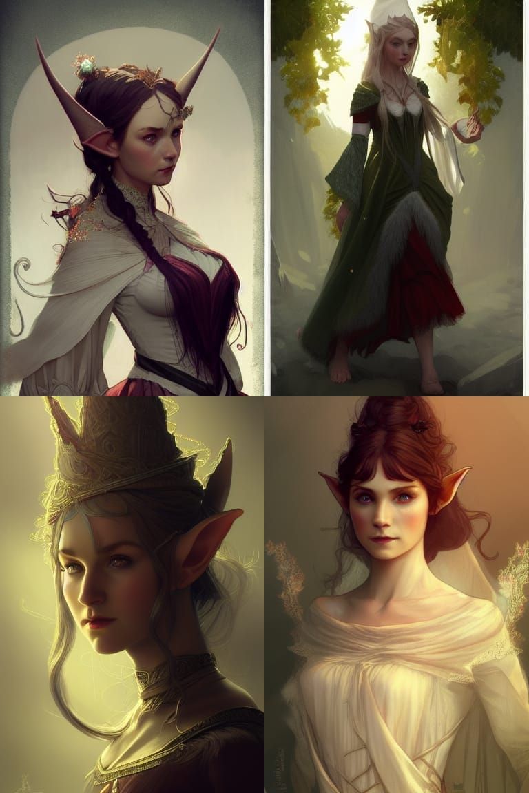 Victorian Elf Portrait in Fantasy Art Style