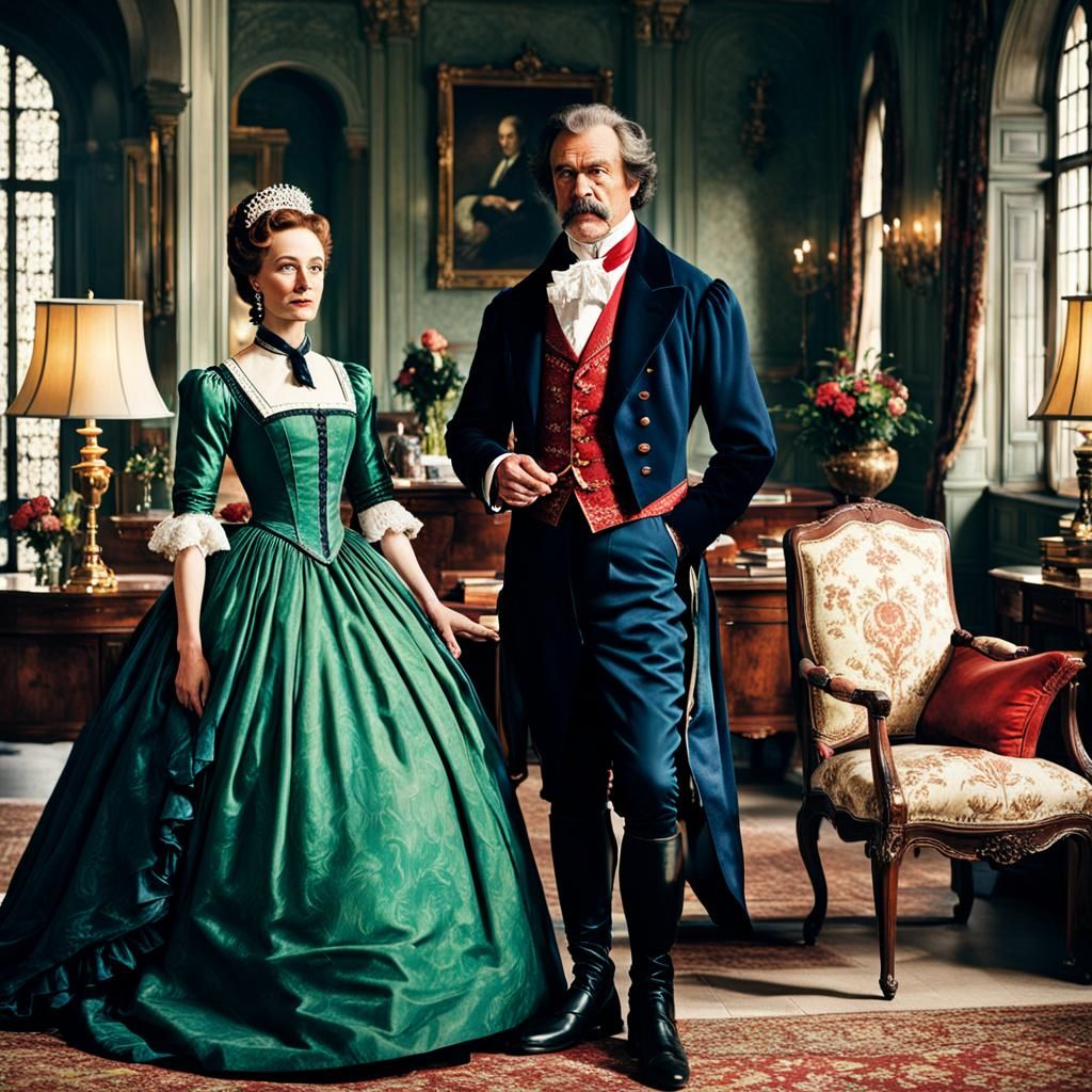 Intriguing Portrait of a Man with Two Women