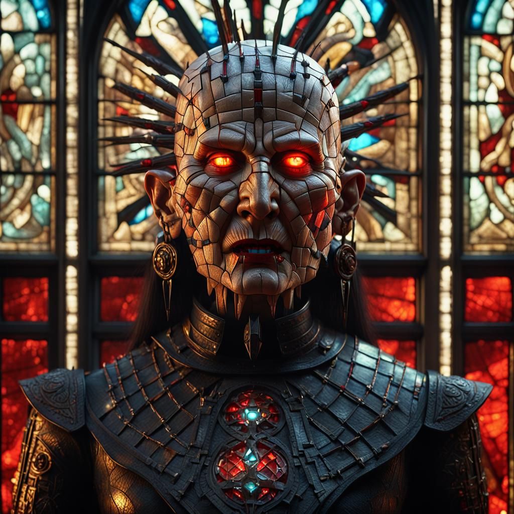 Native American Pinhead Screaming Before Shattered Glass