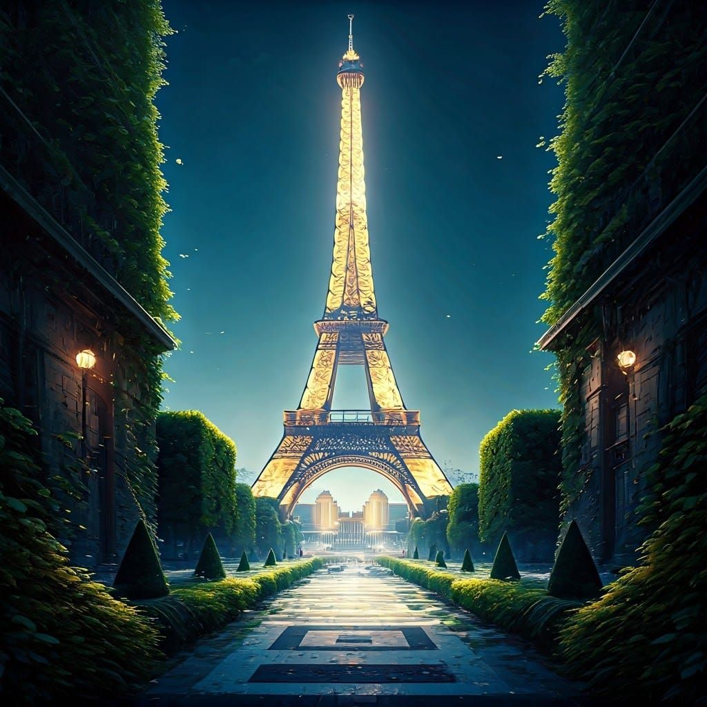 Ethereal Eiffel Tower in Dreamlike Digital Painting