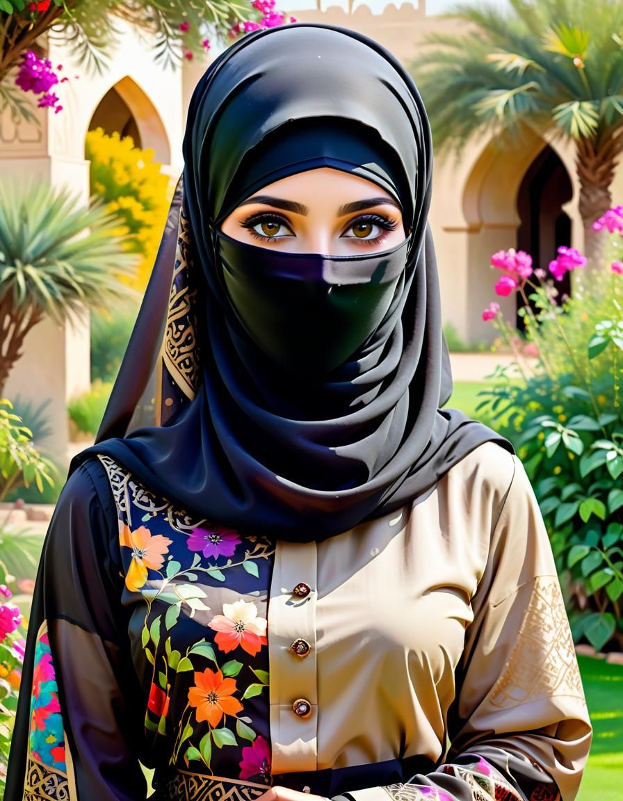 Arab Woman in Niqab: Impressionist Oil Painting
