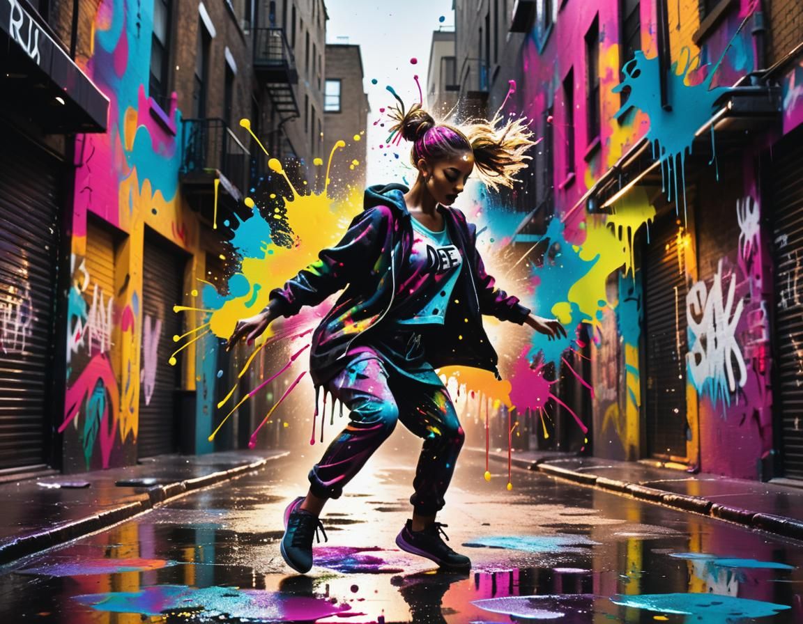 Vibrant Street Art Dancer in Motion