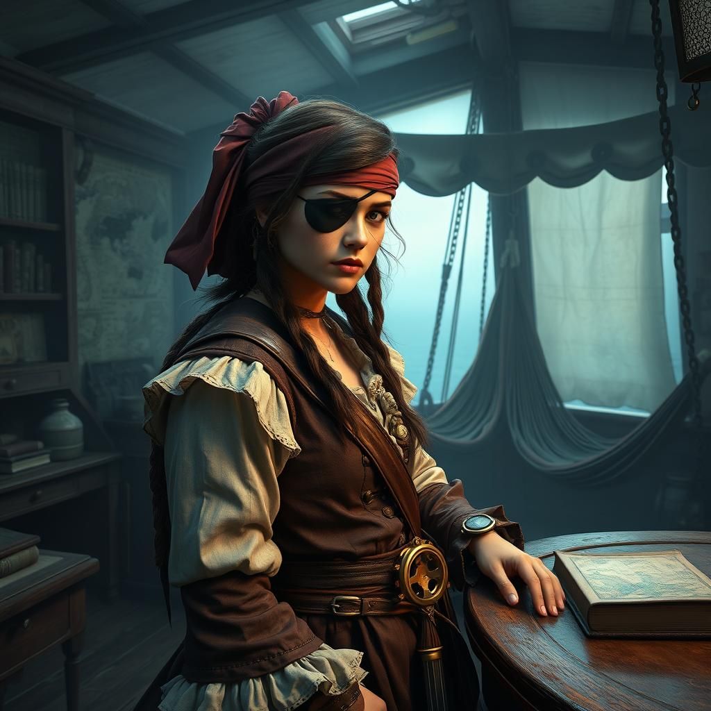 Historical Pirate Mary Read in Captain's Quarters
