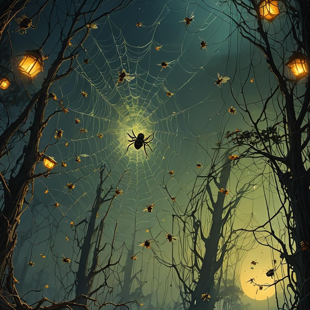 Bees Dancing at Night: A Cinematic Digital Painting