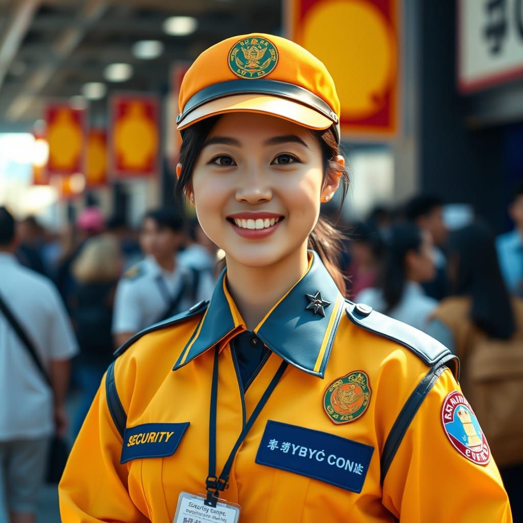 Confident Korean Security Guard Radiates Warmth at Comic Con