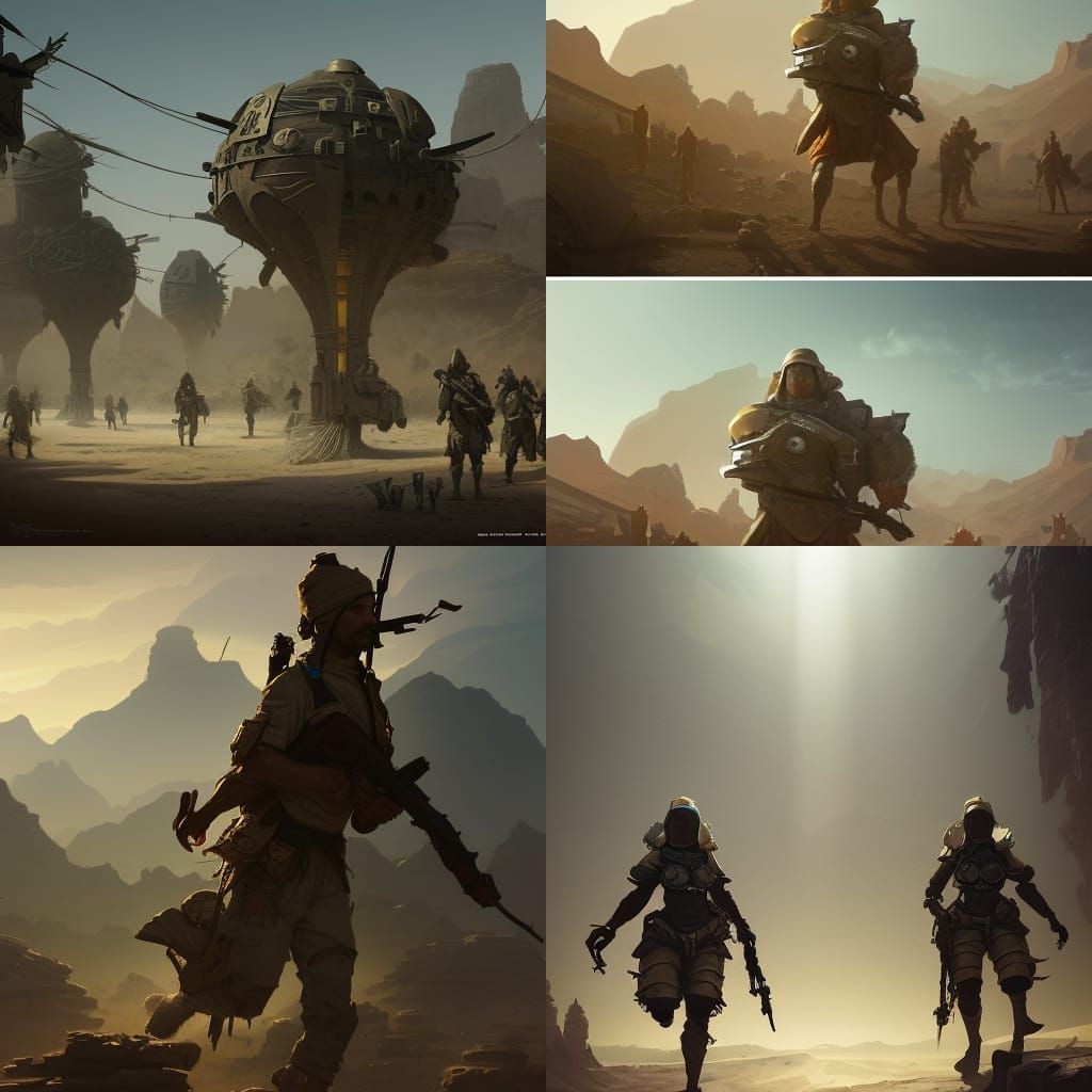 Desert Elves: Solarpunk Dieselpunk Concept Art