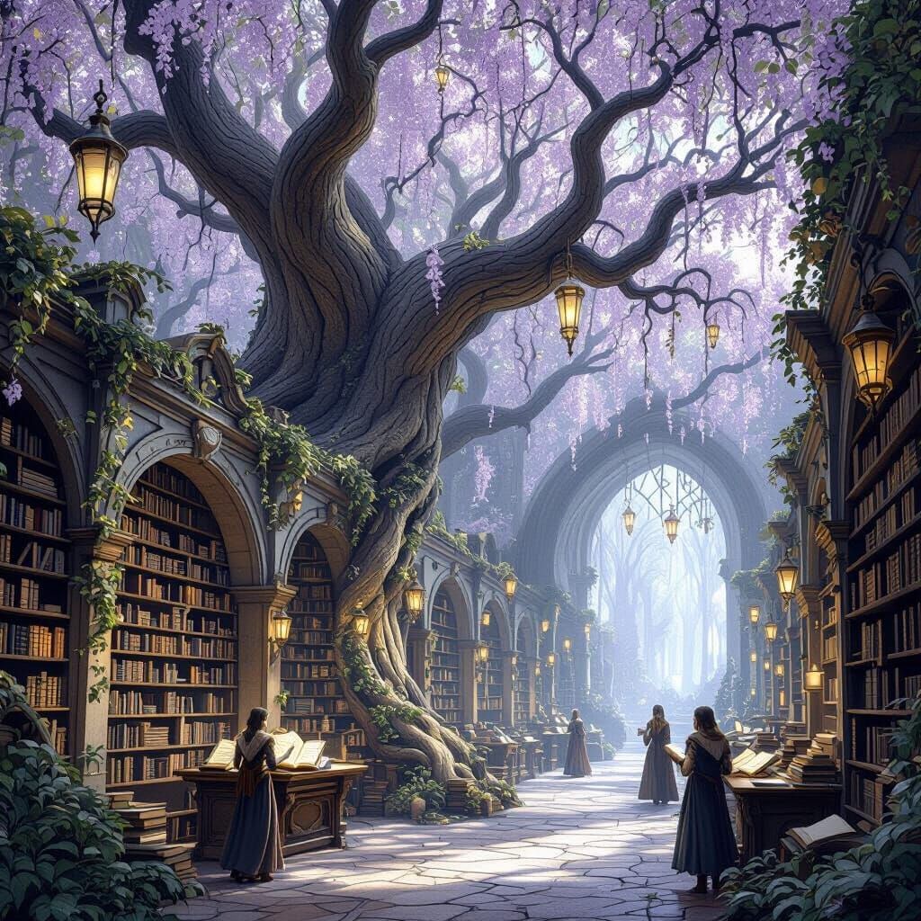 Enchanted Library in the Feywild Forest