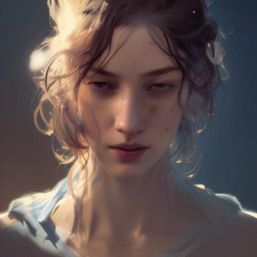 Striking Portrait of a Blind Girl in Art Nouveau Style