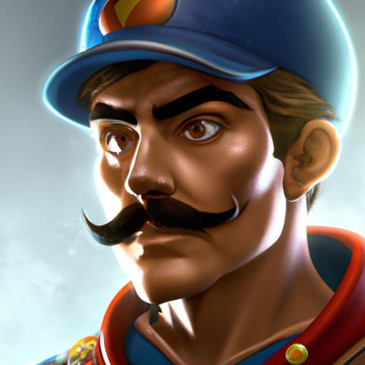 Hyperdetailed Portrait of Mario in Digital Art Style