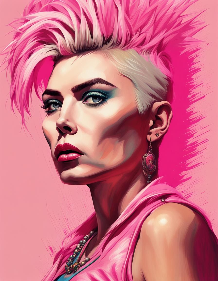 Punk Rock Girl Portrait in Alberto Vargas Style