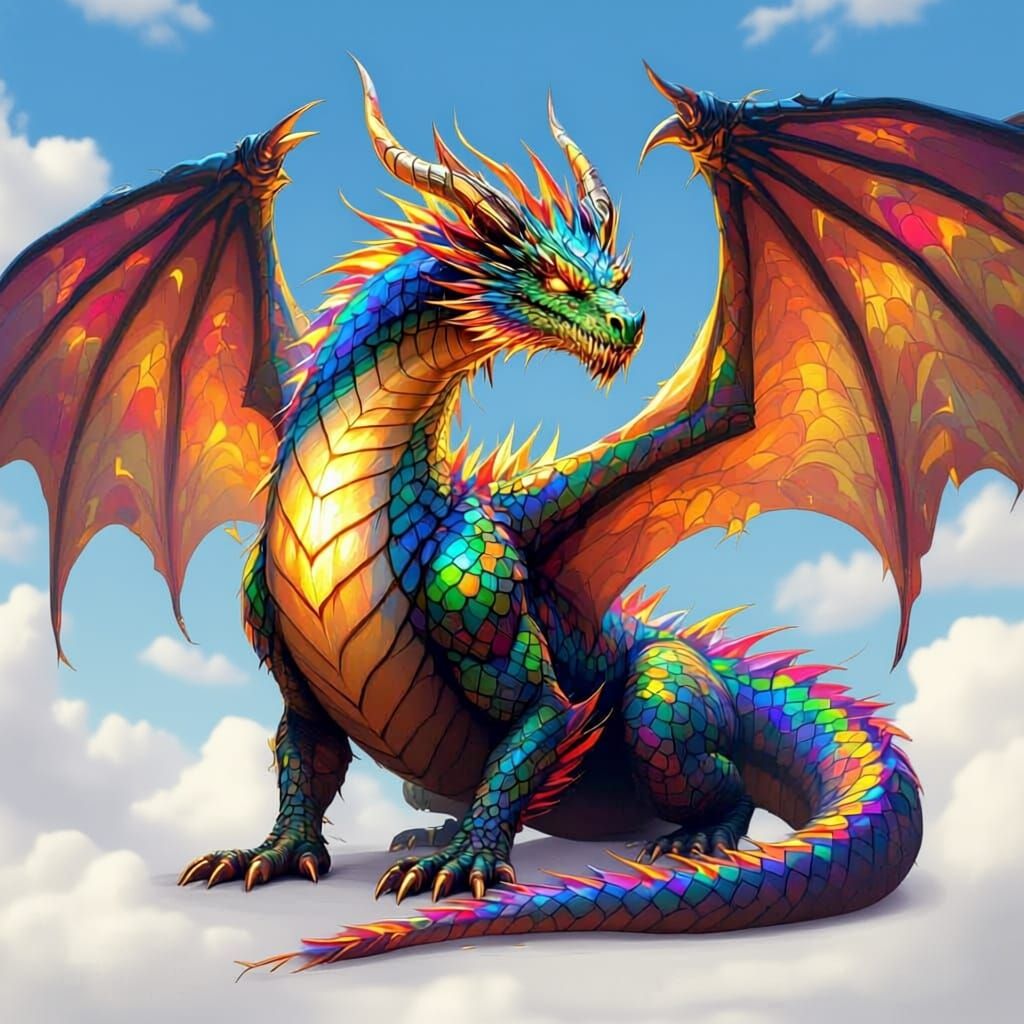 Fierce Dragon with Rainbow Skin