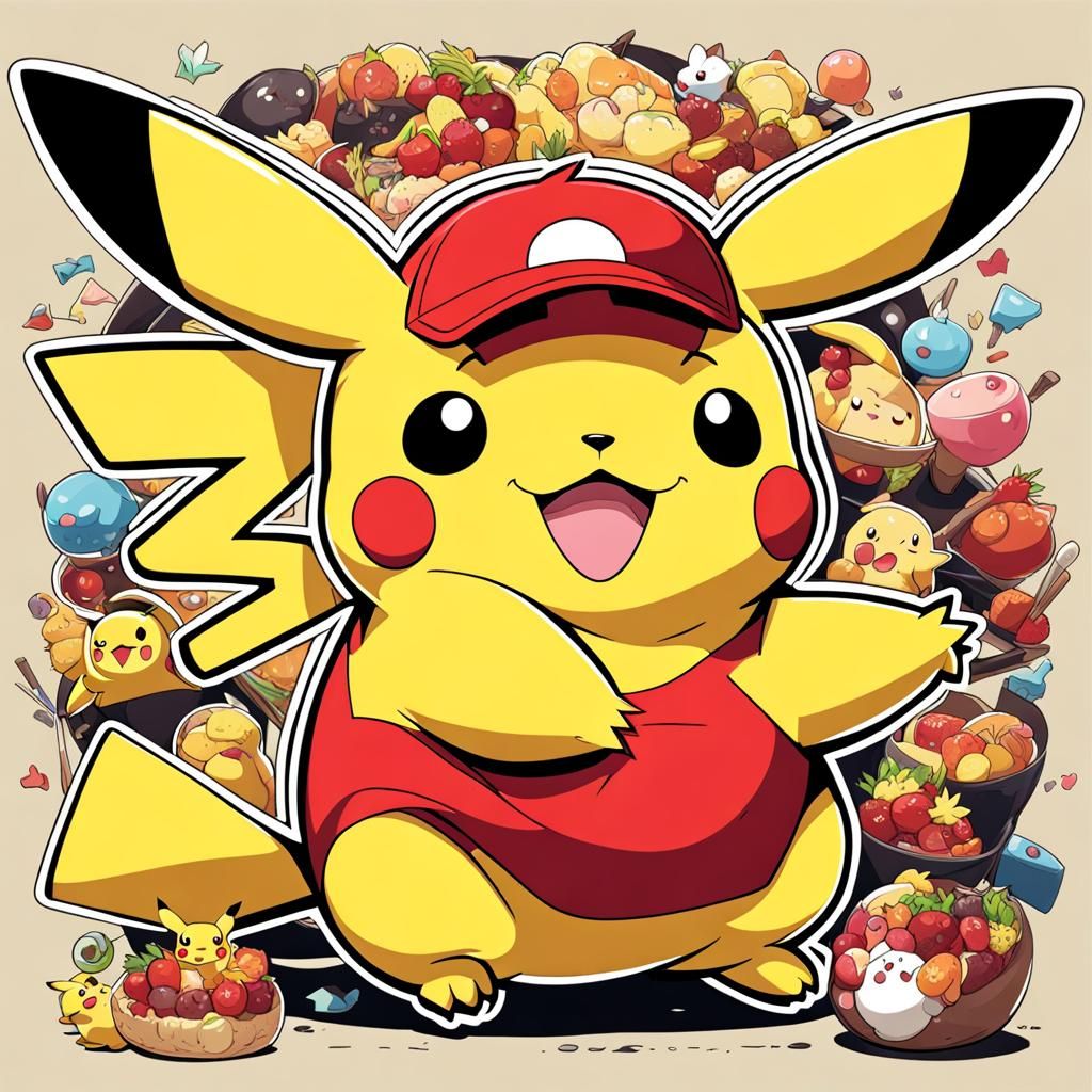Chubby Pikachu in Anime Key Visual Style