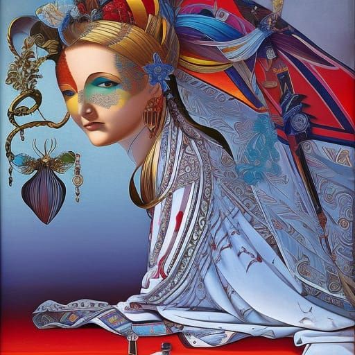 Venus Portrait in Botticelli Style with Roman Backdrop