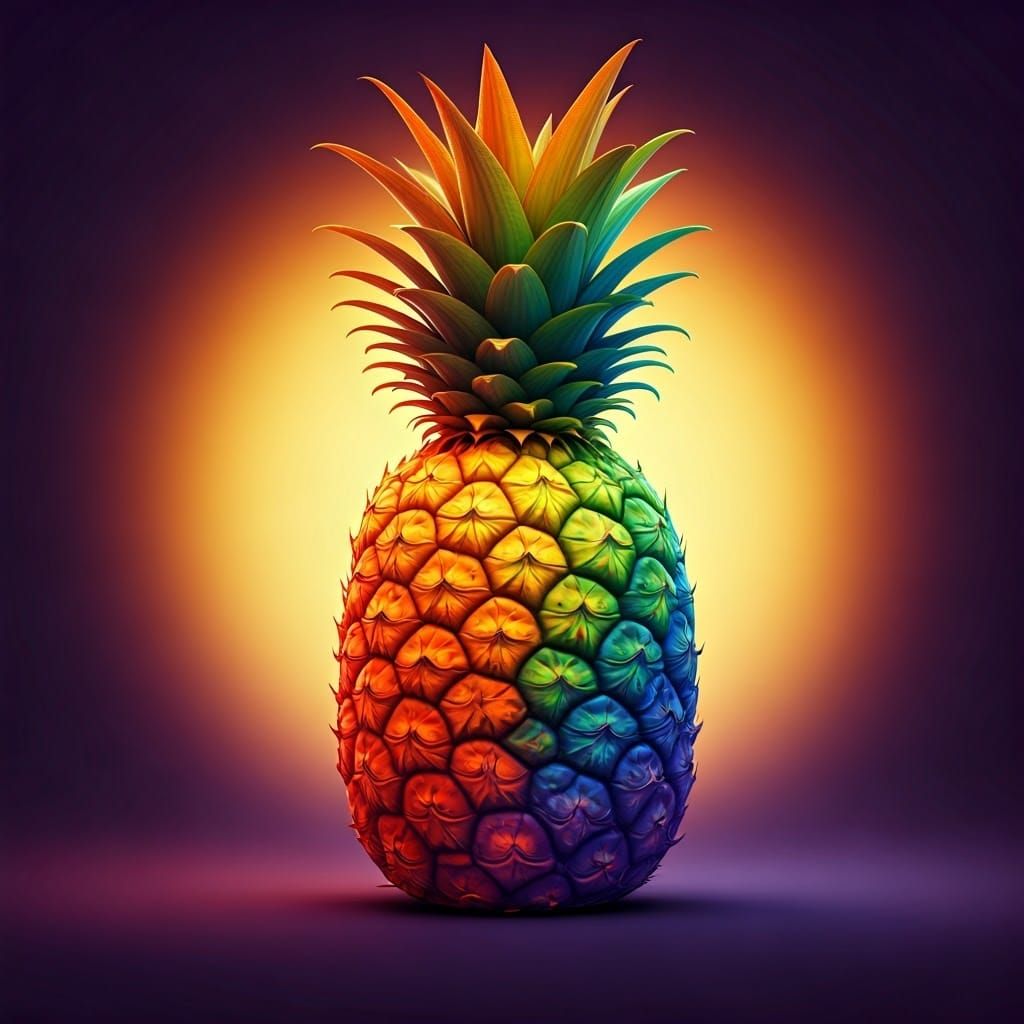 Rainbow Pineapple in Vibrant Digital Art