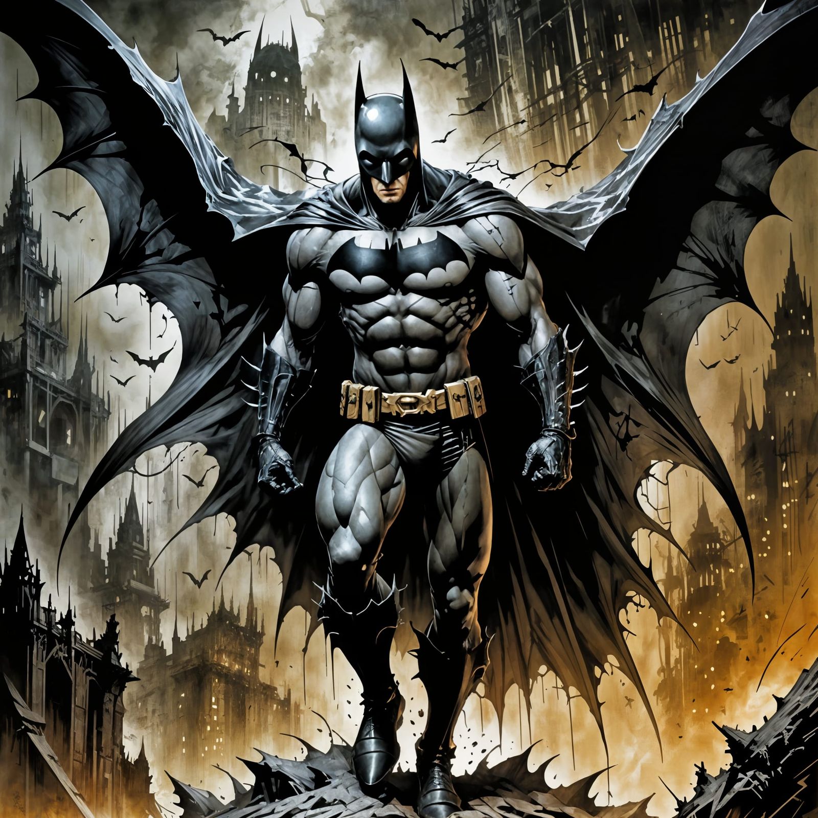 Ominous Batman with Bat Wings, Art Style