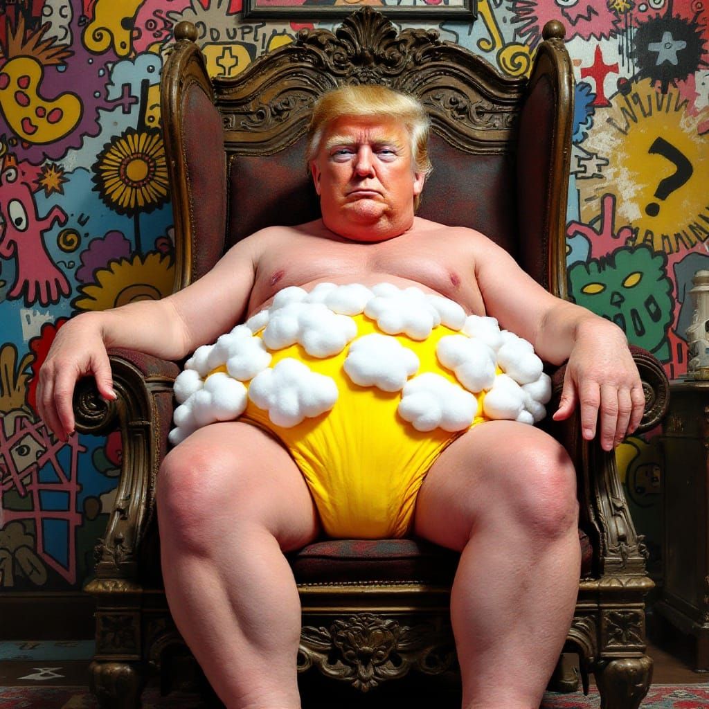 Satirical Portrait of a Politician in a Whimsical Diaper