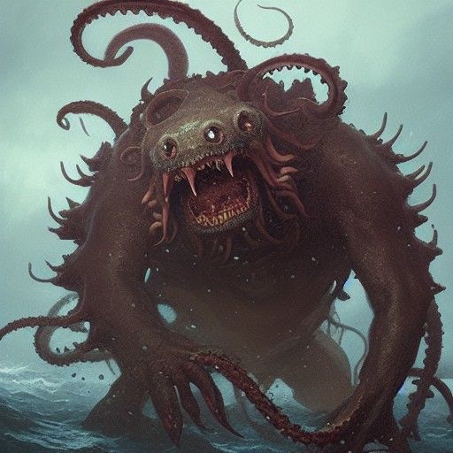 Menacing Kraken in Dark Fantasy Style