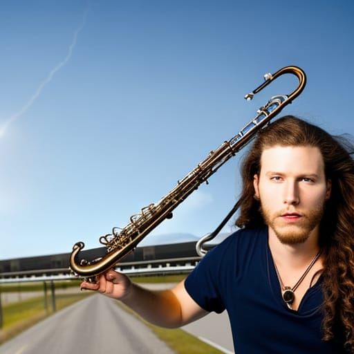 Saxophone Player Portrait in Lightning Storm