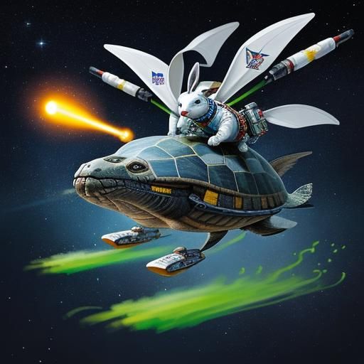 Space Turtle Races Hare with Rocket Boosters