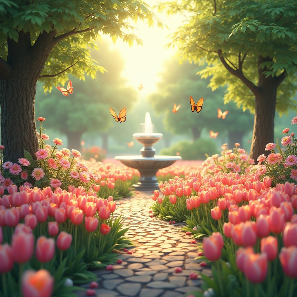 Surreal Anime Garden in Vibrant Bloom