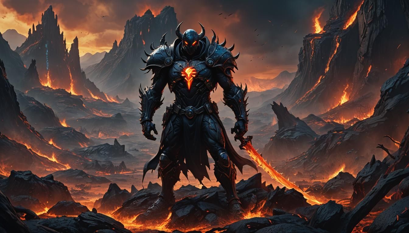 Spawn Confronts Malebolgia in Hellish Landscape