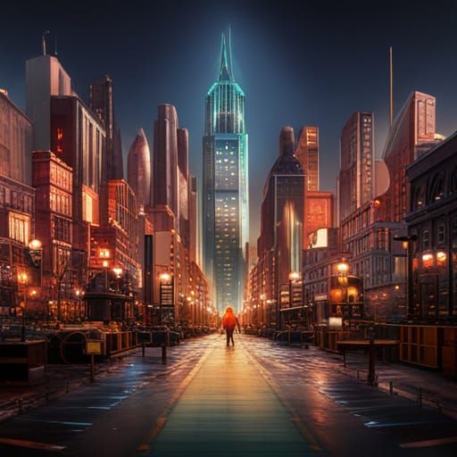 Retro Illustration of New York City in Deep Color