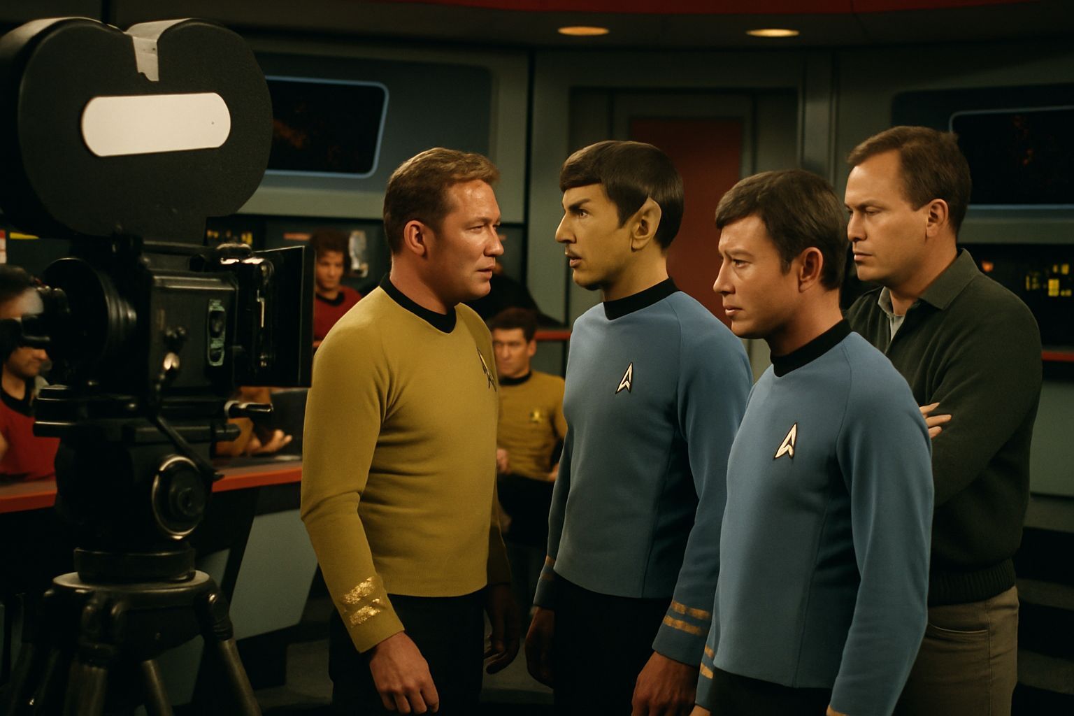 Star Trek Cast Filming Original Series Scene