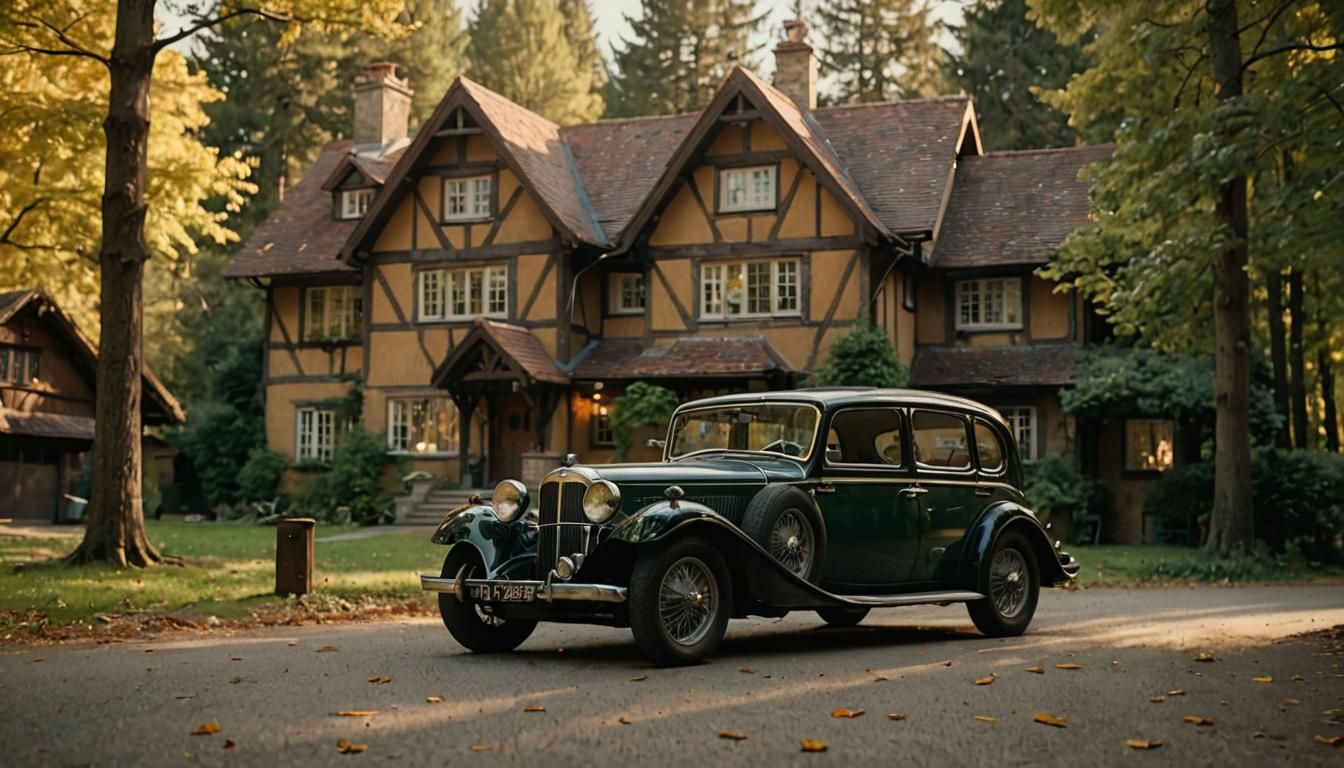 Classic 1932 BMW in Forest, Cinematic Photography