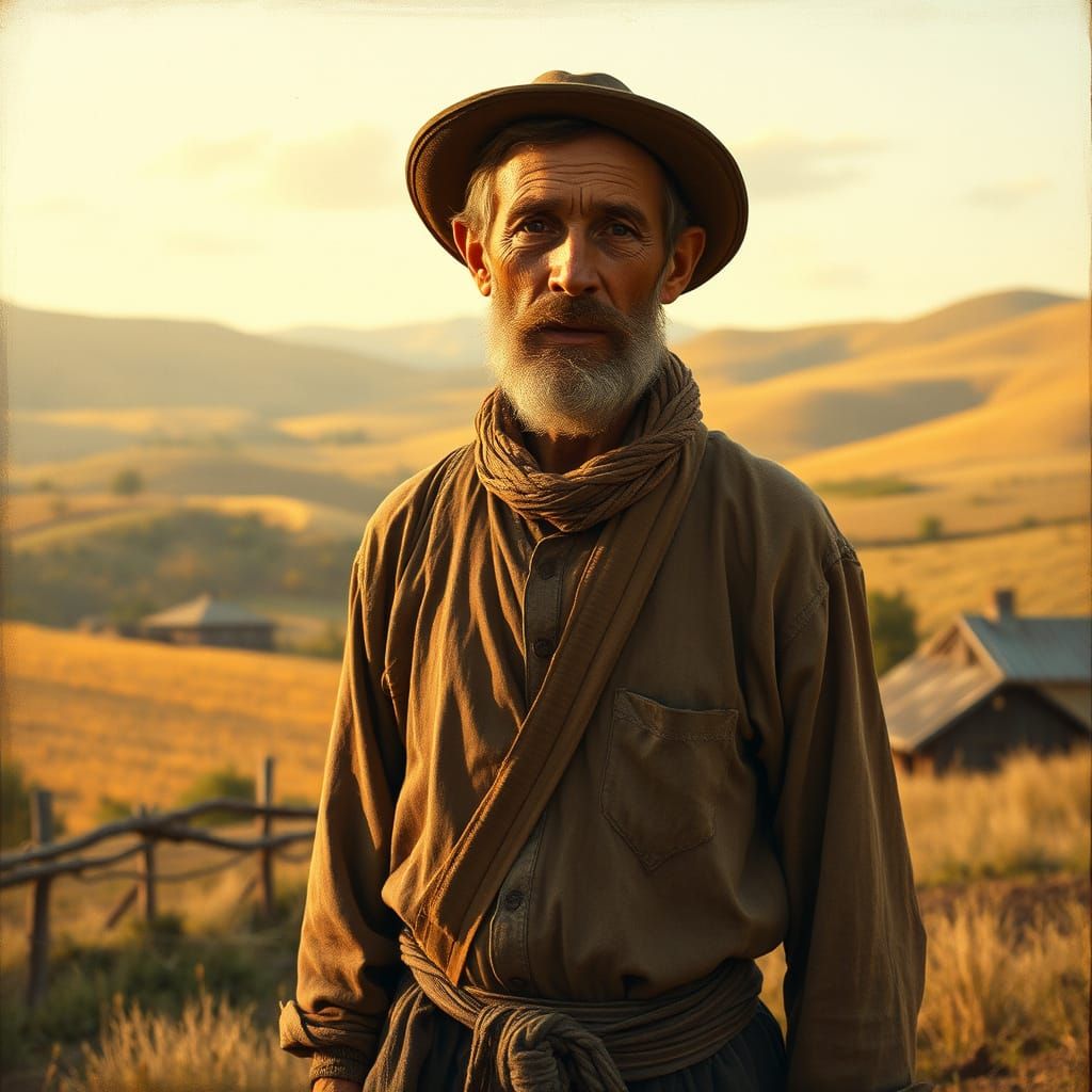 Rustic Farmer in Golden Afternoon Light