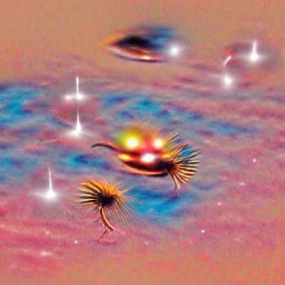 Aliens Drifting in Star-Filled Cosmos