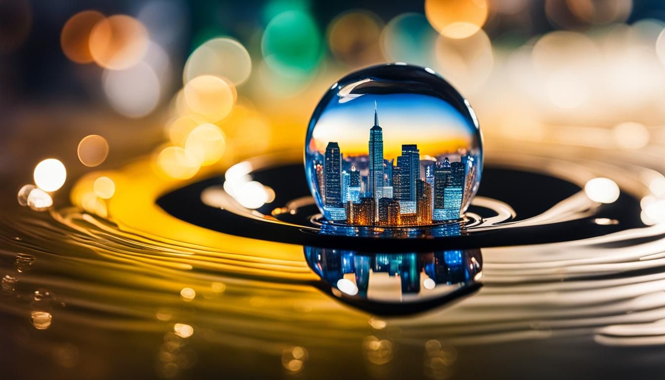 Cityscape in Water Droplet: Watercolour Illustration