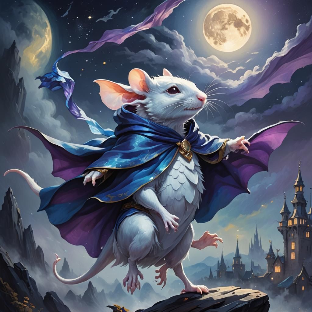 Whimsical Dragon Rider in Moonlit Fantasy