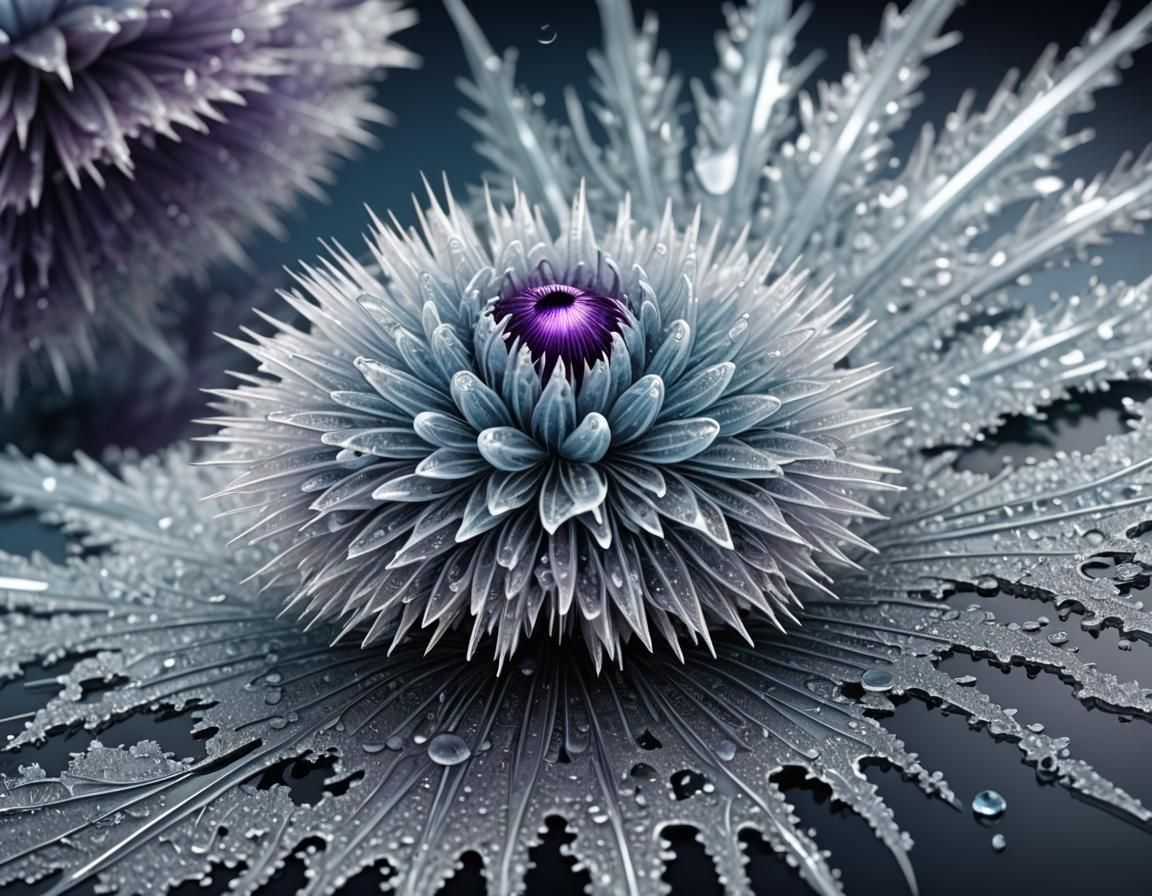 Icy Abstract Fractal: Close-Up Macro Photography