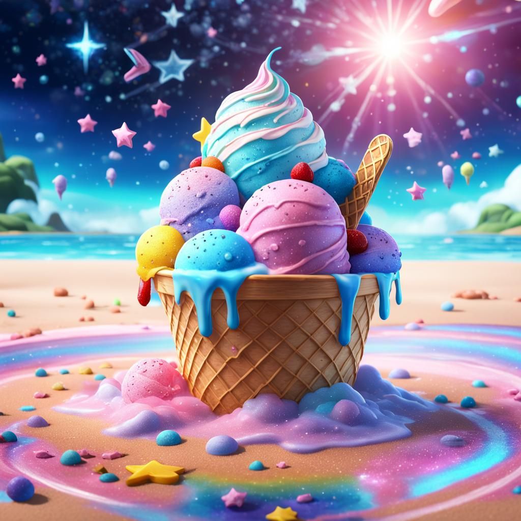 Kawaii Manga Ice Cream on Rainbow Beach
