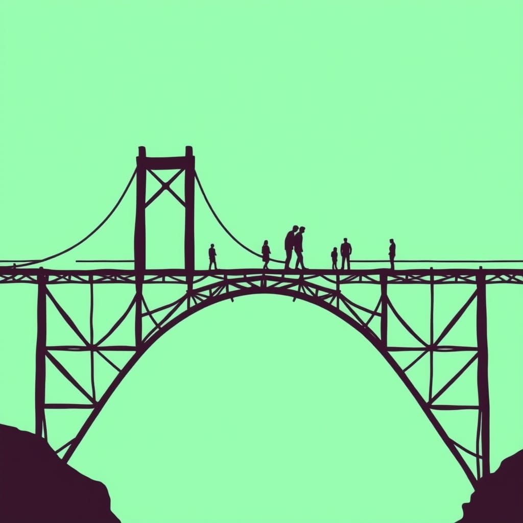 World on a Thin Bridge in Dystopian Landscape