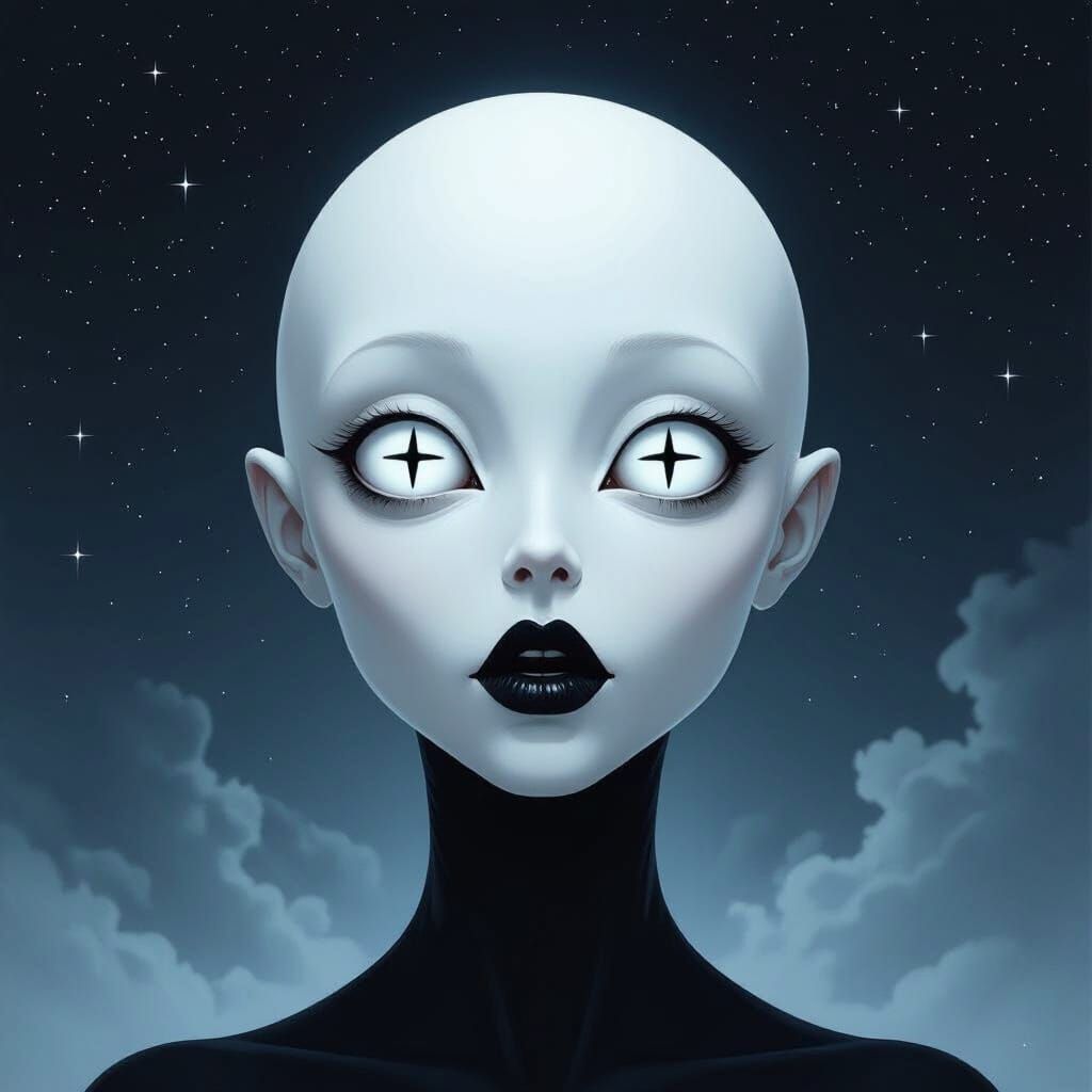 Alien Being with Cross-Shaped Pupils