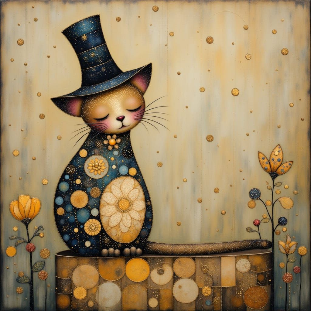 Elegant Whimsical Cat in a Dreamlike Setting
