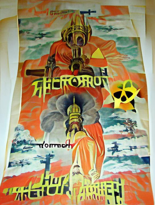 Atomic Archeofuturism Propaganda Poster in Art Nouveau Style