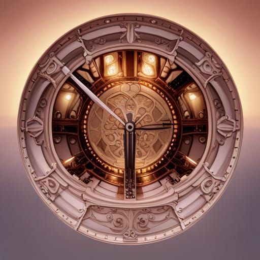 Detailed Clock Matte Painting in Deep Color