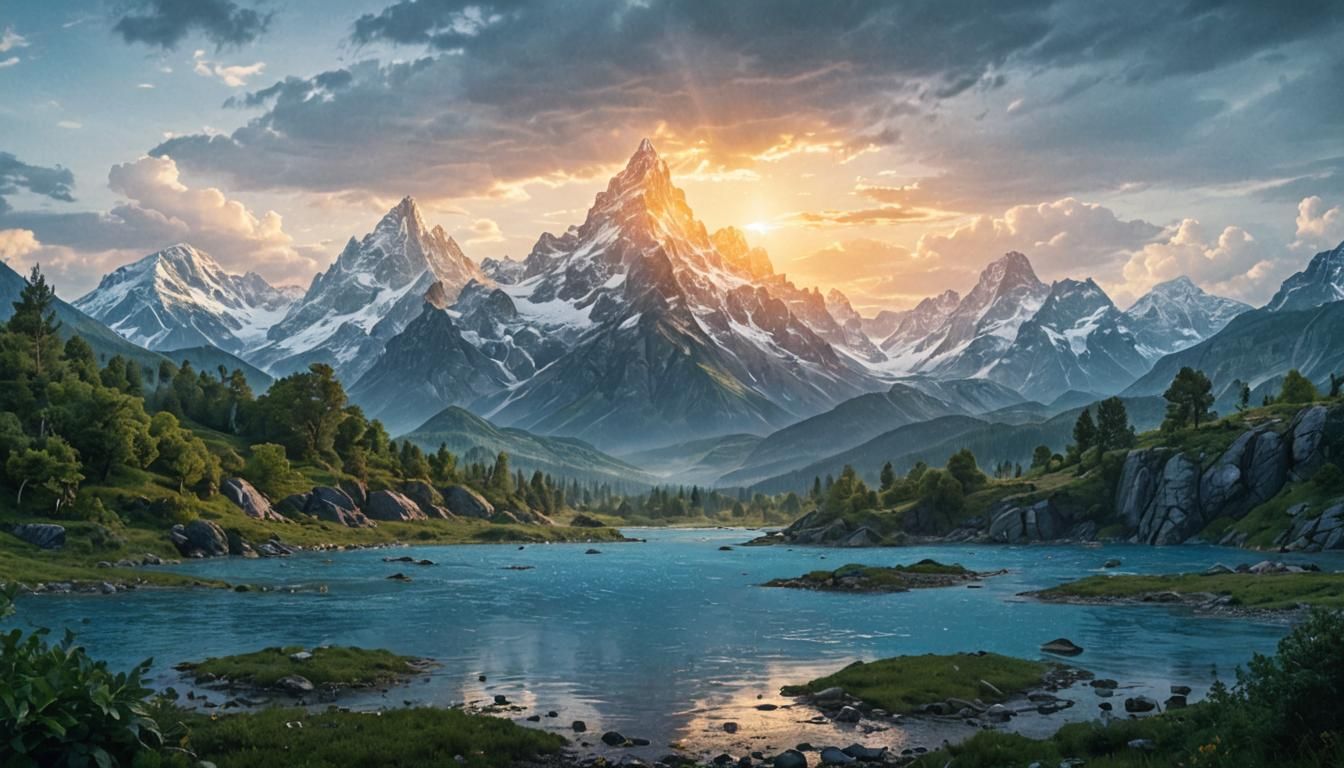 Epic Mountain Lake Concept Art in 8k Resolution