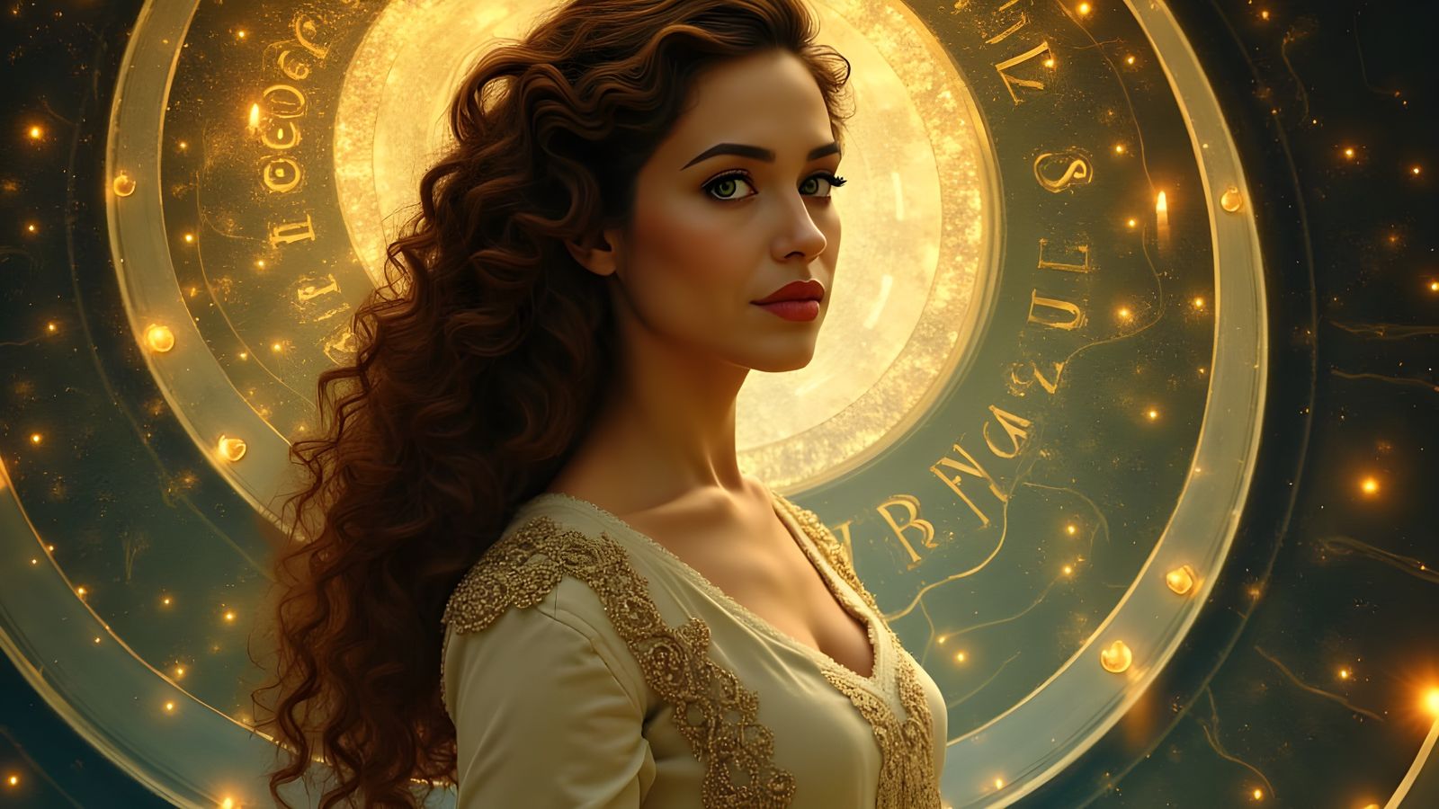 Timeless Siren in a Futuristic Landscape