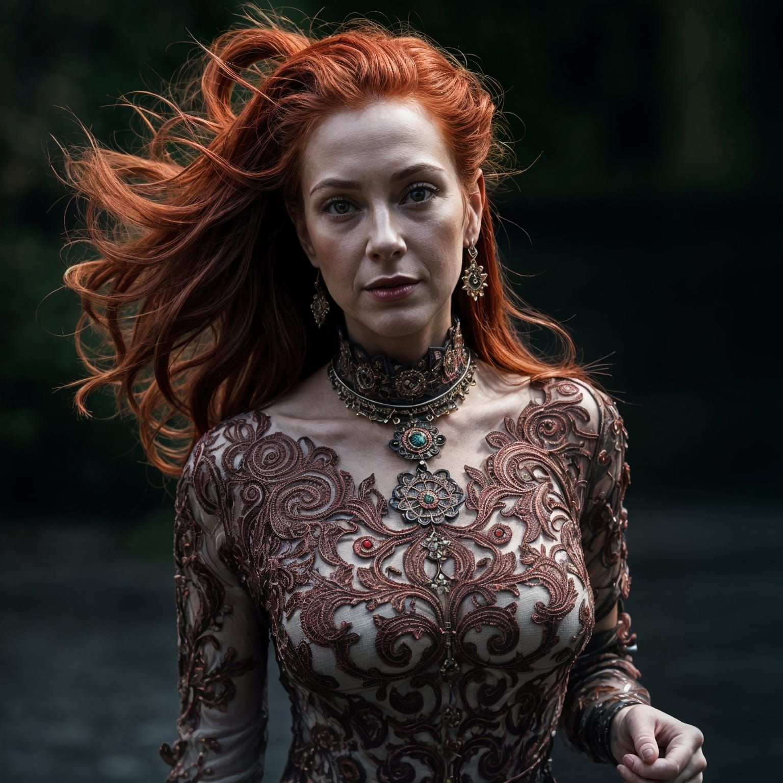 Hyperrealistic Mature Woman in Latex Dress with Vibrant Red ...