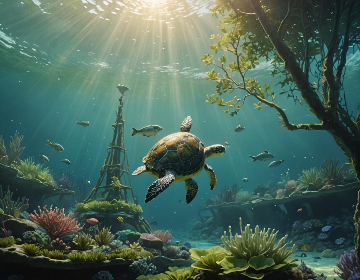 Underwater Turtle Garden Inspired by Miyazaki