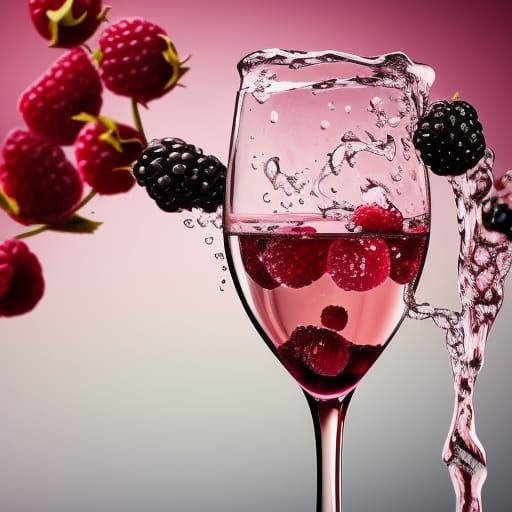 Rosé Wine and Berries in Diamond Light, 4K Art