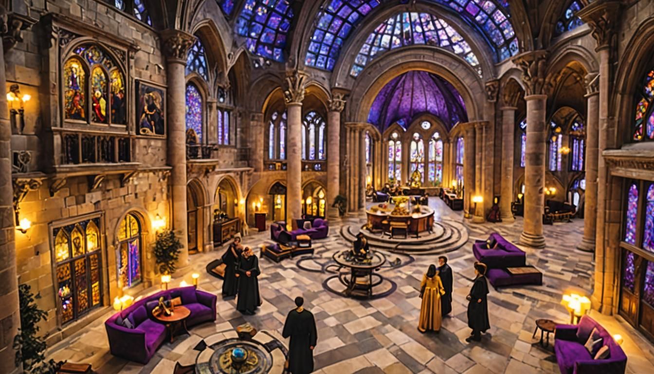 Romanesque Mezzanine with Stained Glass Windows