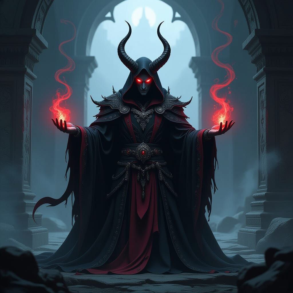 Terrifying Demon Lord Performing Dark Rituals